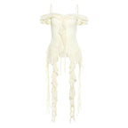 Off shoulder ruffle solid ruched cami top  | Festival Outfits Women