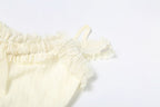 Off shoulder ruffle solid ruched cami top  | Festival Outfits Women