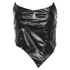PU leather irregular backless tube top  | Festival Outfits Women