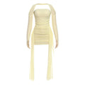 Mesh ruched gloves backless tube mini dress  | Festival Outfits Women