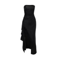 Glitter high slit ruffle tube maxi dress  | Festival Outfits Women