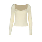 Lace hem long sleeve solid top  | Festival Outfits Women
