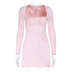 Ruched long sleeve solid mini dress  | Festival Outfits Women