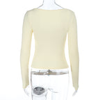 Lace hem long sleeve solid top  | Festival Outfits Women