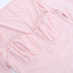 Ruched long sleeve solid mini dress  | Festival Outfits Women