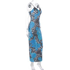 V neck flower print backless cami maxi dress  | Festival Outfits Women