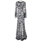 Zebra print hollow out slit ruffle cut out maxi dress  | Festival Outfits Women