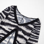 Zebra print hollow out slit ruffle cut out maxi dress  | Festival Outfits Women
