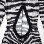 Zebra print hollow out slit ruffle cut out maxi dress  | Festival Outfits Women