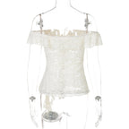 Off shoulder self tie irregular solid top  | Festival Outfits Women