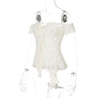 Off shoulder self tie irregular solid top  | Festival Outfits Women