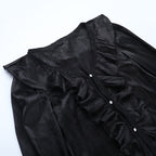 Long sleeve v neck ruffle button top  | Festival Outfits Women