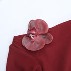 Long sleeve one shoulder flower applique maxi dress  | Festival Outfits Women