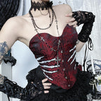 Skeleton hand pattern corset button top  | Festival Outfits Women