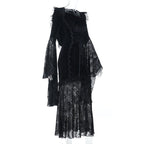 Hoodie long flared sleeve velvet maxi dress  | Festival Outfits Women