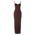V neck backless solid cami maxi dress  | Festival Outfits Women