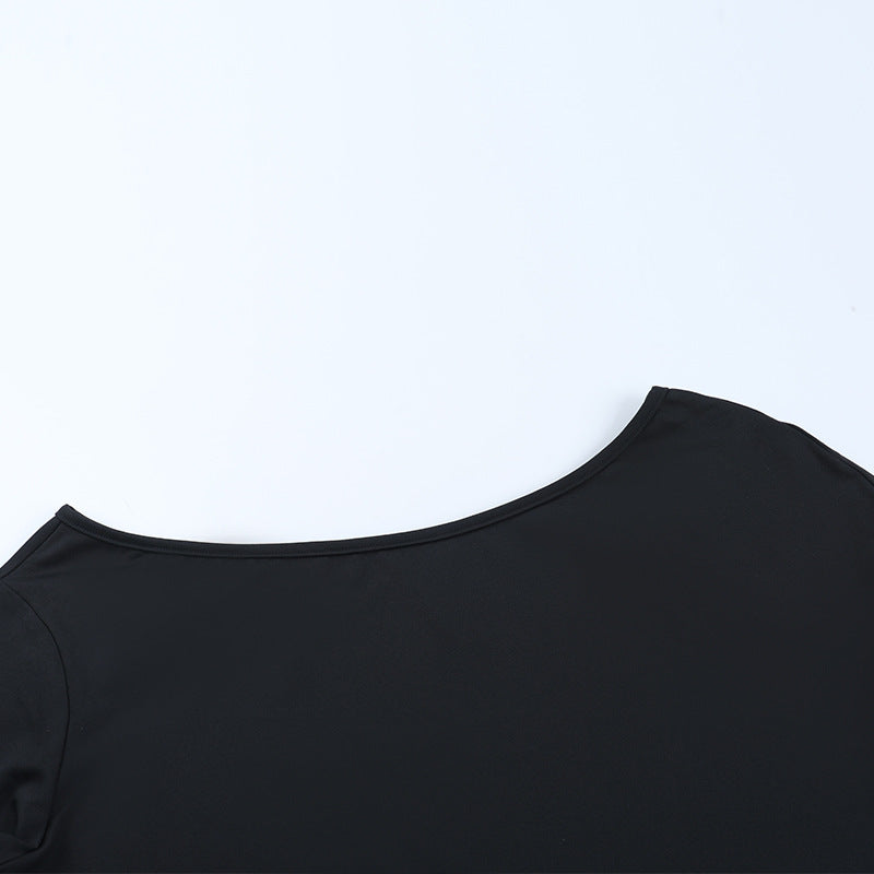 One shoulder long sleeve irregular mini dress  | Festival Outfits Women