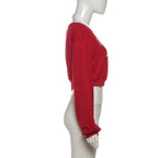 Long sleeve halter letter print top  | Festival Outfits Women
