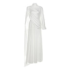 High neck ruched solid maxi skirt set  | Festival Outfits Women