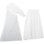High neck ruched solid maxi skirt set  | Festival Outfits Women