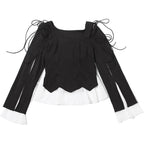 Long sleeve self tie ruffle top  | Festival Outfits Women