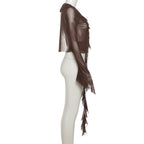 Long flared sleeve mesh ruffle top  | Festival Outfits Women