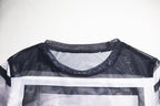 Long sleeve abstract crewneck mesh top  | Festival Outfits Women