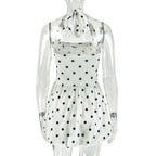 Halter polka dot backless mini dress  | Festival Outfits Women