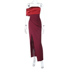 Irregular high slit pleated zip-up maxi dress  | Festival Outfits Women