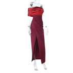 Irregular high slit pleated zip-up maxi dress  | Festival Outfits Women