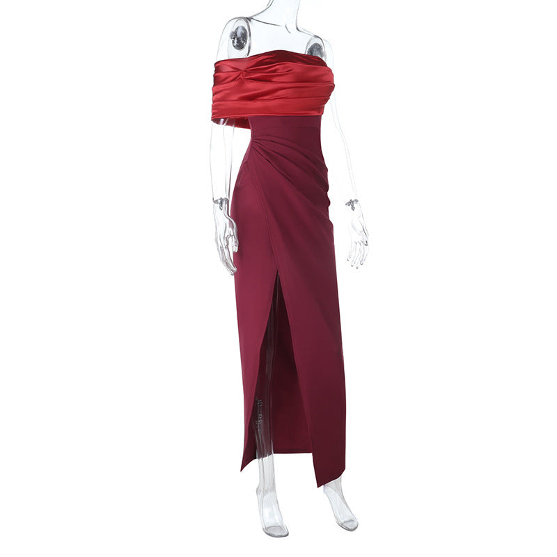 Irregular high slit pleated zip-up maxi dress  | Festival Outfits Women