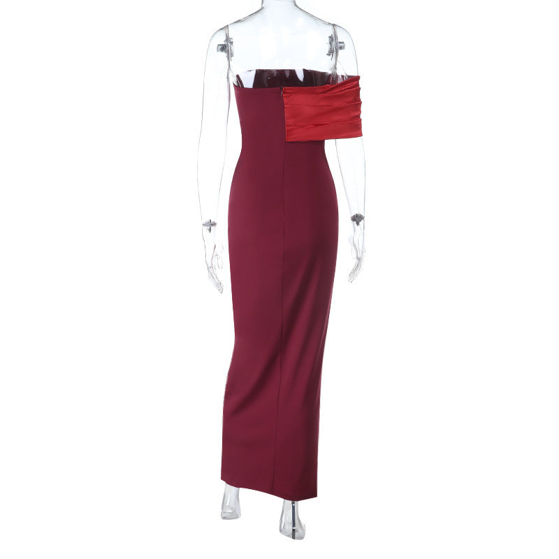 Irregular high slit pleated zip-up maxi dress  | Festival Outfits Women