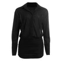 Long sleeve turnover collar button chiffon mini dress  | Festival Outfits Women