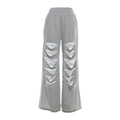Ripped medium rise solid wide leg pant  | Festival Outfits Women