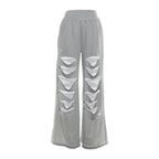 Ripped medium rise solid wide leg pant  | Festival Outfits Women