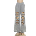 Ripped medium rise solid wide leg pant  | Festival Outfits Women