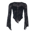 Long sleeve o ring self tie crop top  | Festival Outfits Women