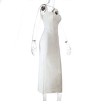 V neck slit zip-up cami maxi dress  | Festival Outfits Women