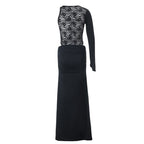 Long sleeve crewneck lace maxi skirt set  | Festival Outfits Women
