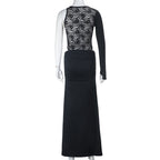 Long sleeve crewneck lace maxi skirt set  | Festival Outfits Women