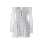 Off shoulder button hollow out cut out mini dress  | Festival Outfits Women