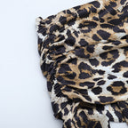 Leopard print one shoulder long sleeve slit maxi dress  | Festival Outfits Women