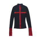 High neck cross pattern long sleeve top  | Festival Outfits Women
