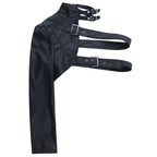 Long sleeve buckle PU leather top  | Festival Outfits Women