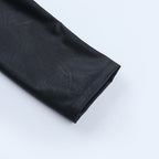 Long sleeve buckle PU leather top  | Festival Outfits Women