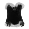 Sweetheart neck bowknot lace up feather top  | Festival Outfits Women