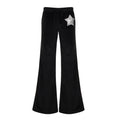 Drawstring velvet glitter star pattern wide leg pant  | Festival Outfits Women