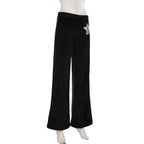 Drawstring velvet glitter star pattern wide leg pant  | Festival Outfits Women