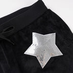 Drawstring velvet glitter star pattern wide leg pant  | Festival Outfits Women