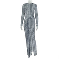 Long sleeve crewneck slit mesh maxi dress  | Festival Outfits Women